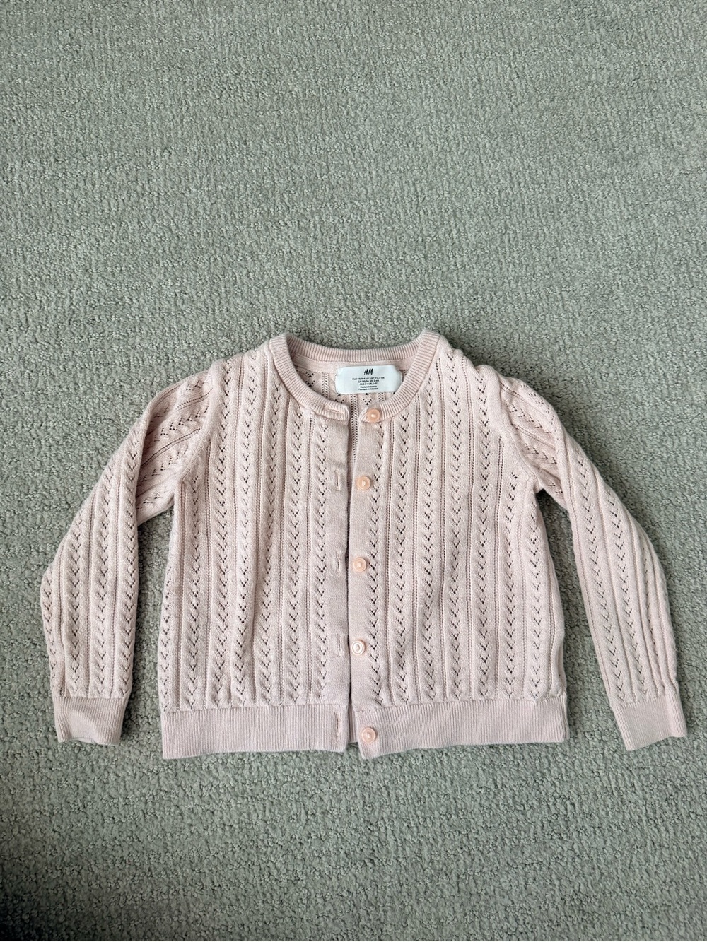 H&M Light Pink Eyelet Knit Cardigan